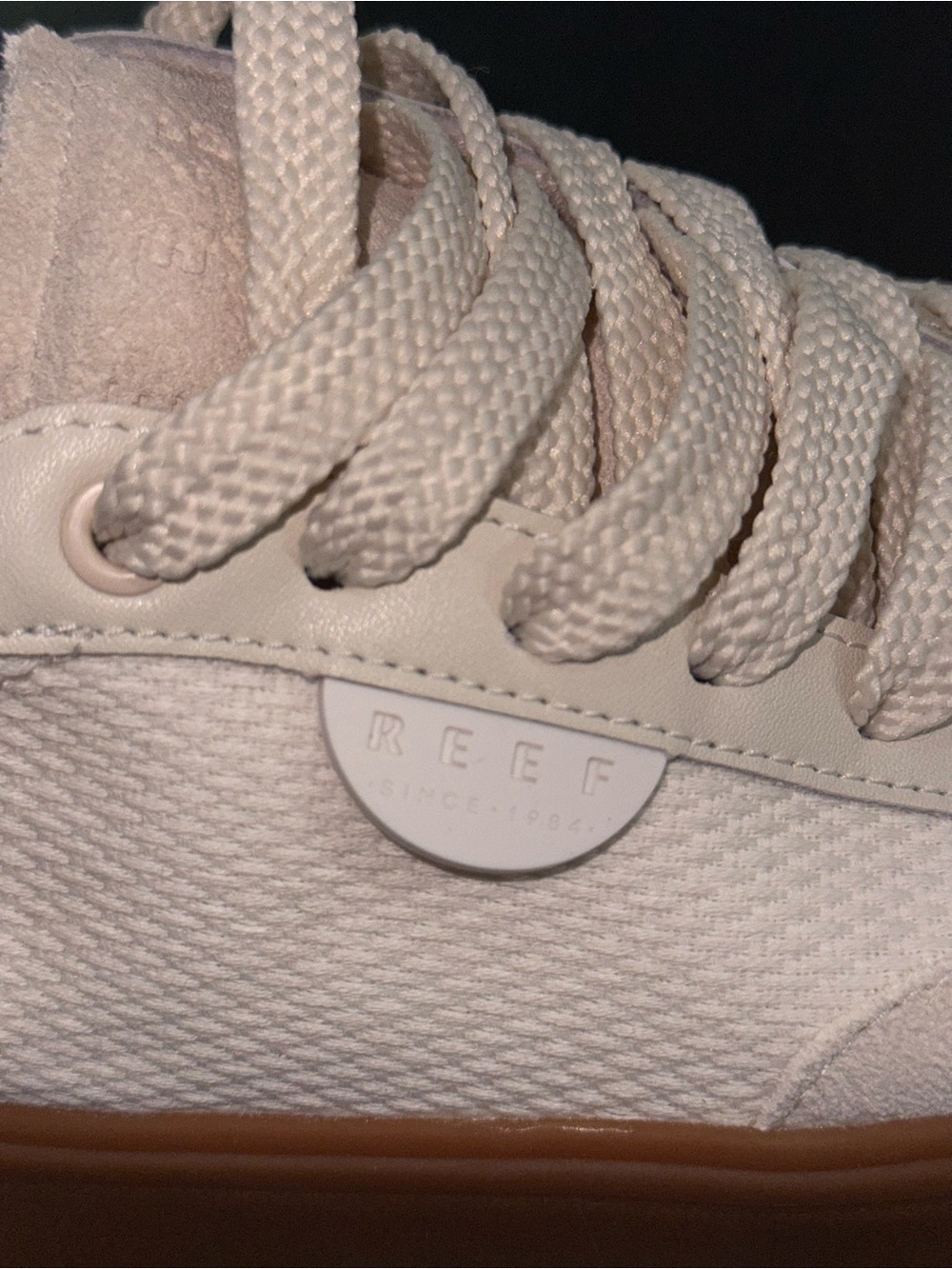 NEW REEF Lay Day Seas Leather Sneakers VINTAGE WHITE CREAM GENUINE LEATHER SZ 9 - Picture 10 of 15